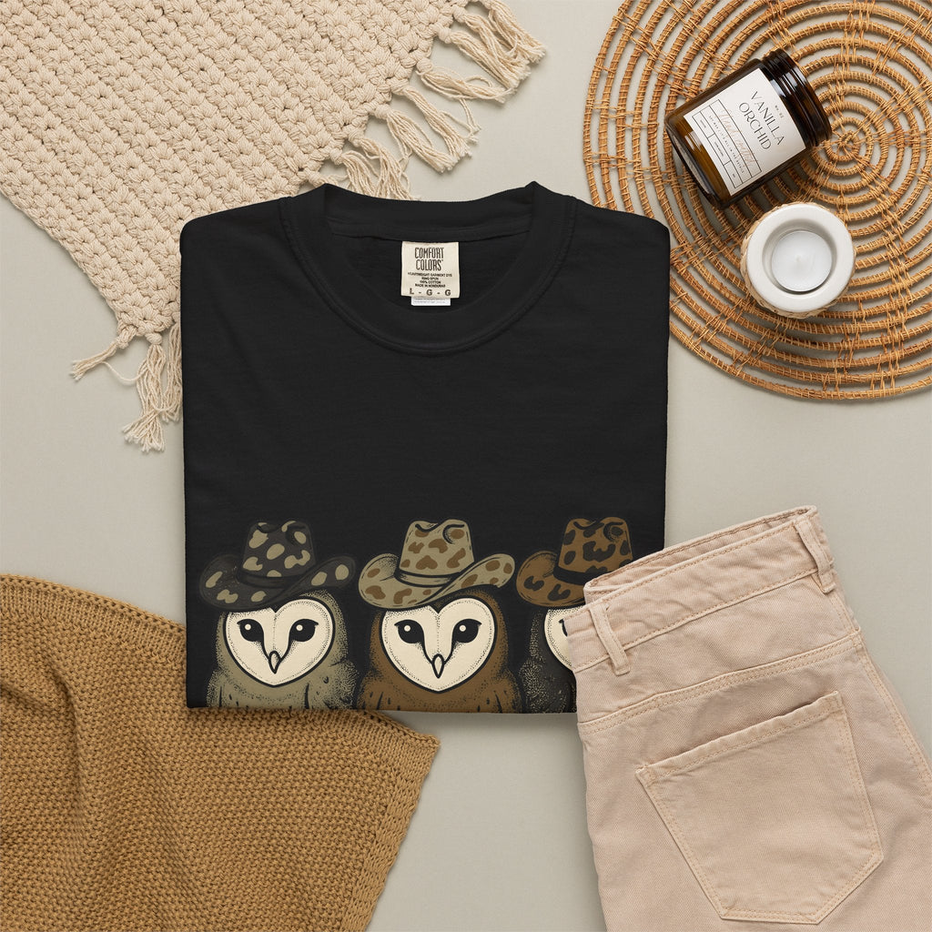 Owl Set Shirt Halloween Wildlife Gift Women Comic Tee Owl T-Shirt Horror Fan Cartoon Tshirt Wildlife Graphic Hand Drawn Cowboy Cap Tshirt