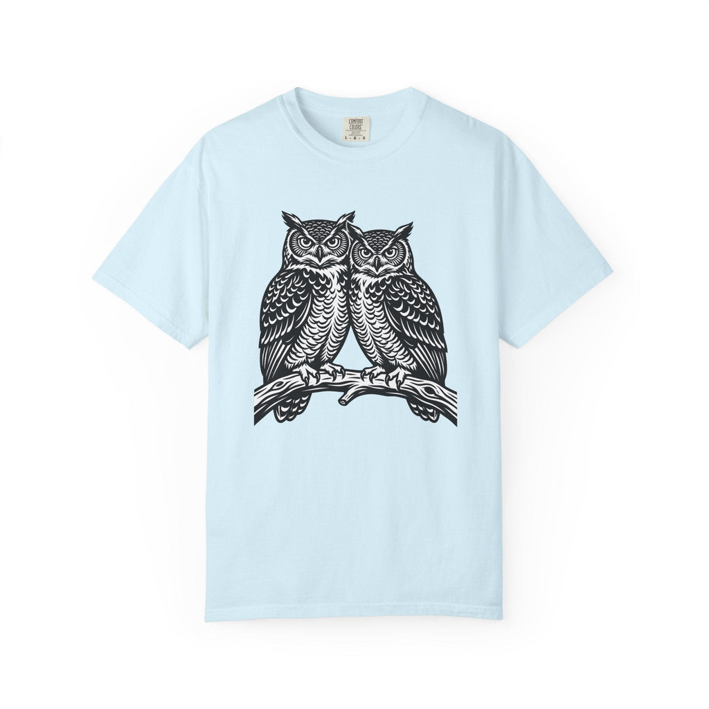 Owl Couple Shirt Animals Forest Unisex Gift Linocut Tee product image 2