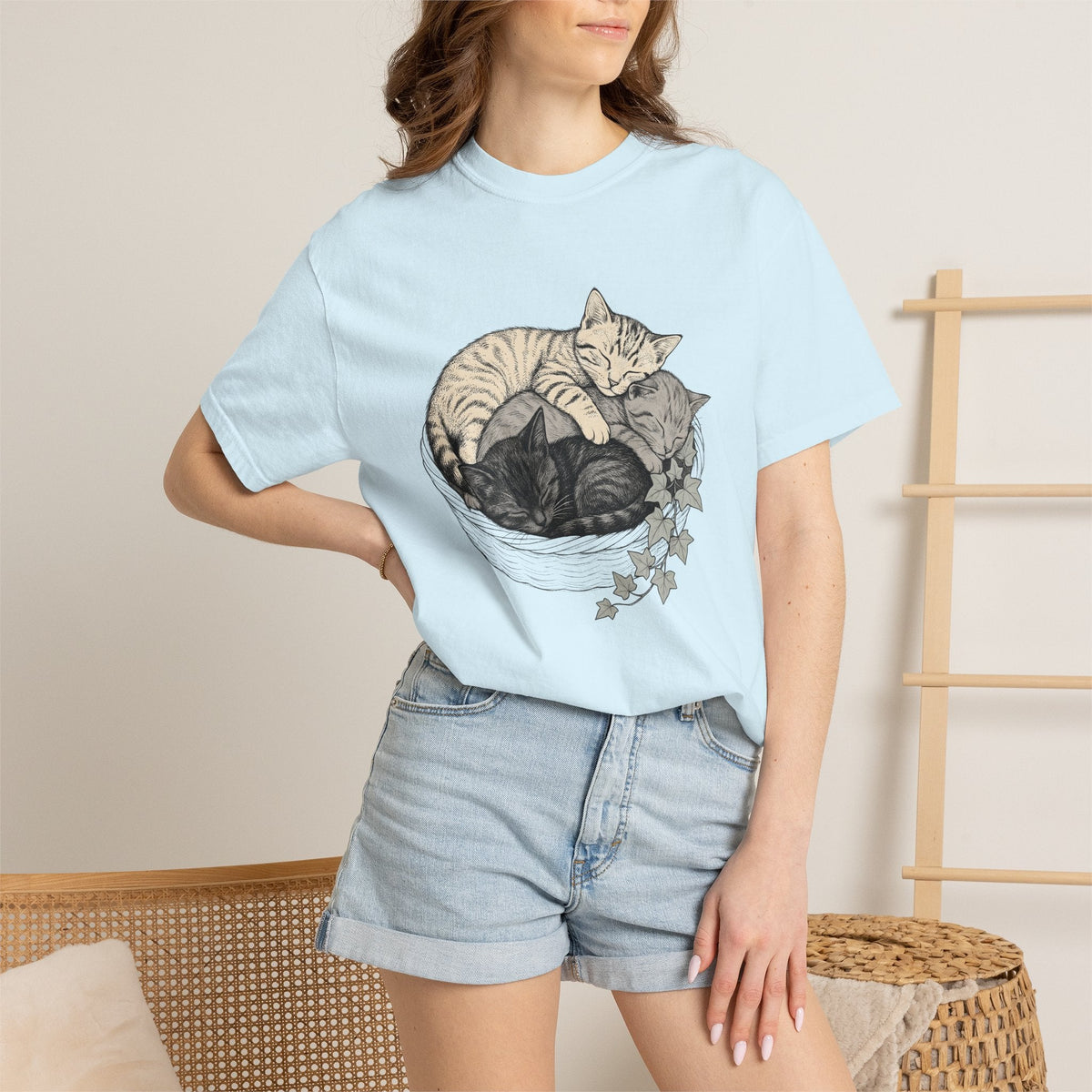 Napping Cats Shirt Cat Wildlife Unisex Gift Line Art Tee product image 9