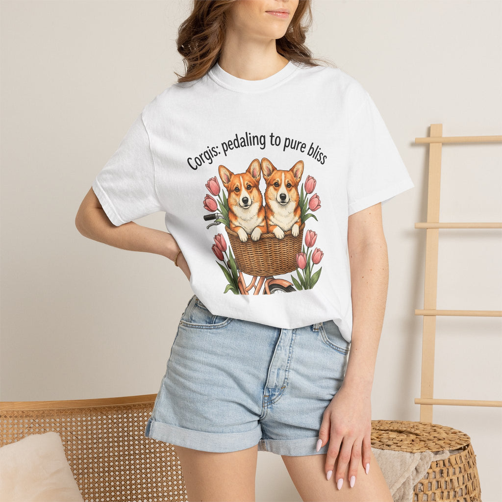 Corgi Dogs Shirt Dog Blossom Unisex Gift Line Art Tee product image 6