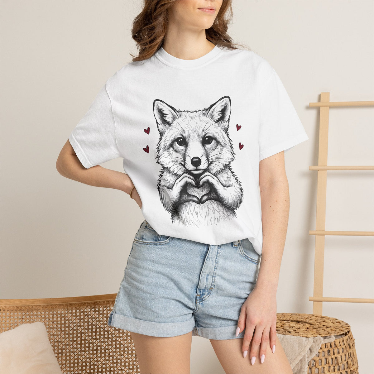 Fox Heart Hands Shirt St. Valentine's Day Animal Gift Women product image 6