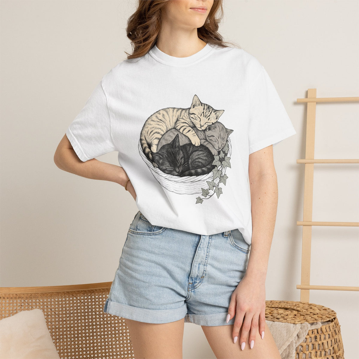 Napping Cats Shirt Cat Wildlife Unisex Gift Line Art Tee product image 6