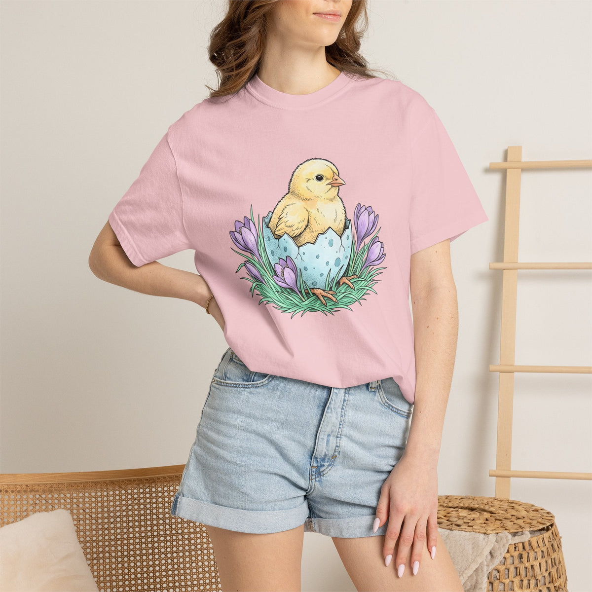 Chick Bird Shirt Easter Creature Gift Women Line Art Tee product image 12