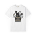 Black Cat Typewriter Shirt Botanical Unisex Gift Hand Drawn product image 1