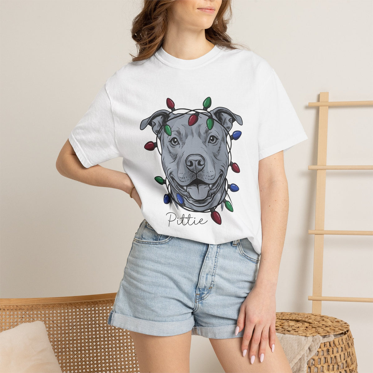 Pitbull Canine Shirt Dog Winter Unisex Gift Line Art Tee product image 6