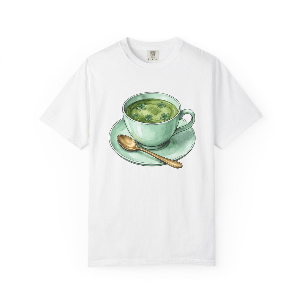 Lucky Leaf Cup Shirt St Patrick's Day Infusion Unisex Gift Painted Tee Tea Cup