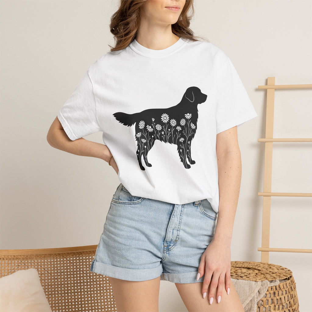 Dog Outline Shirt Flower Unisex Gift Floral Tee Puppy product image 6