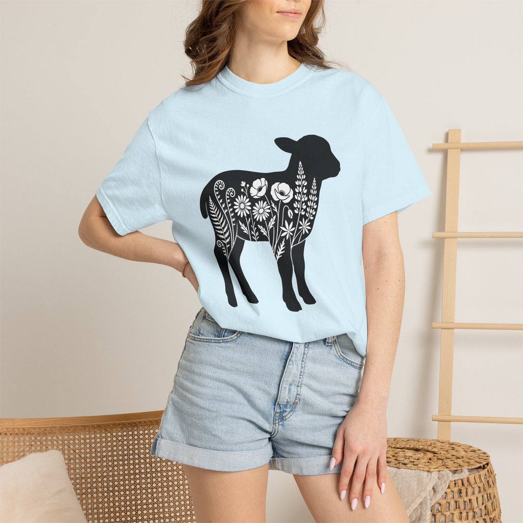 Lamb Flower Shirt Easter Nature Unisex Gift Shadow Tee product image 9