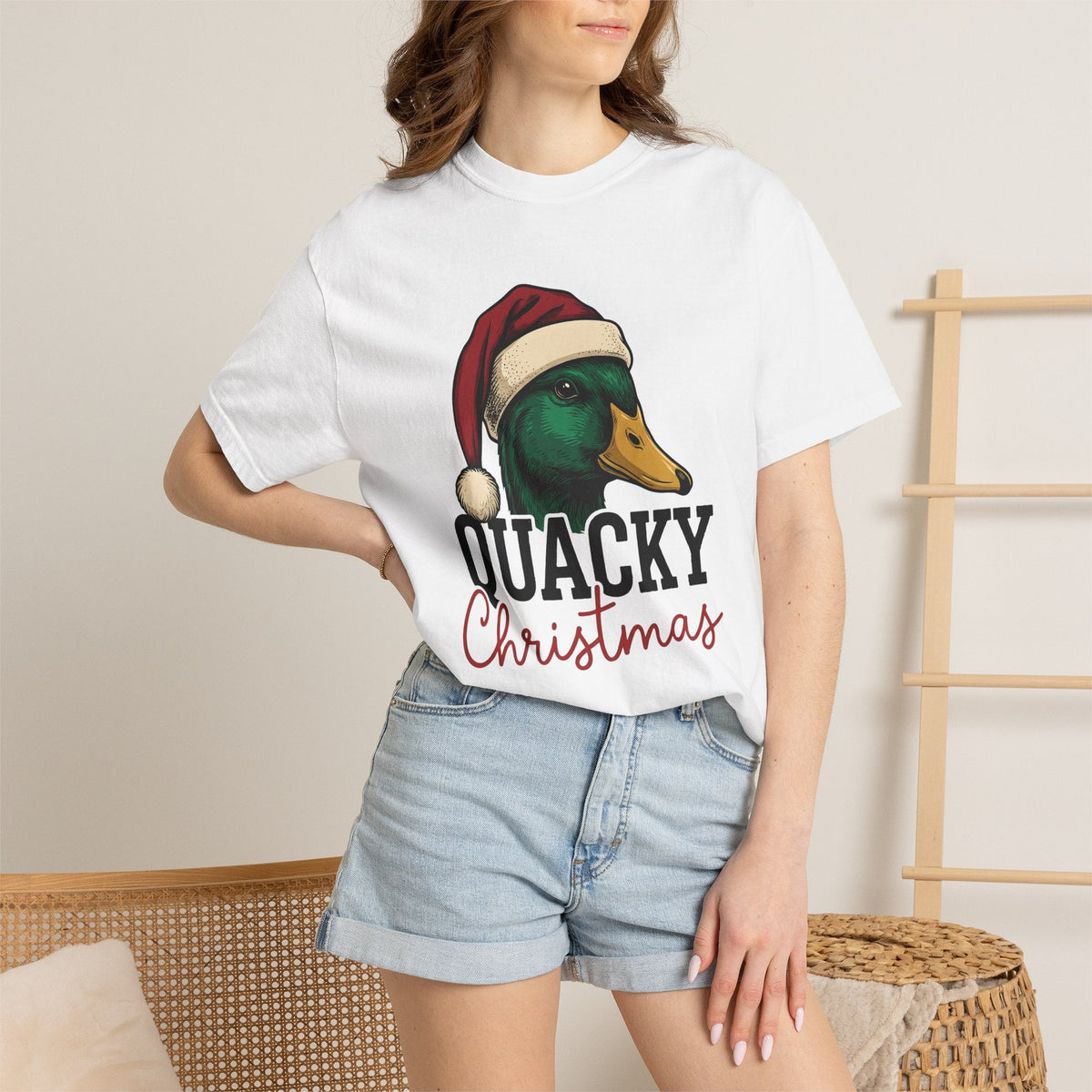 Duck Santa Hat Shirt Christmas Animal Unisex Gift Vintage Tee Mallard T-Shirt