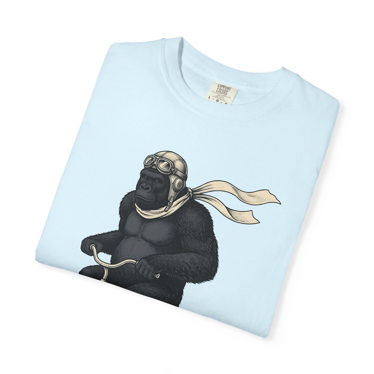 Ape Bike Shirt Animals Jokes Gift Women Retro Tee Monkey Bike T-Shirt Wildlife Fan Prank Graphic Tshirt Sketch Pilot Cap Tshirt