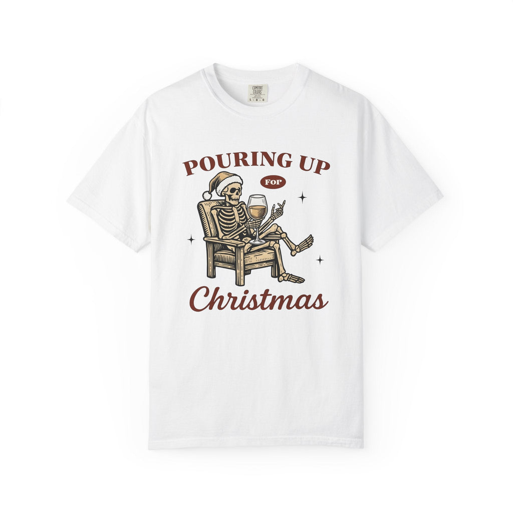 Skeleton Santa Hat Shirt Christmas Alcohol Unisex Gift Vintage Tee Santa Hat