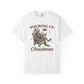 Skeleton Santa Hat Shirt Christmas Alcohol Unisex Gift Vintage Tee Santa Hat