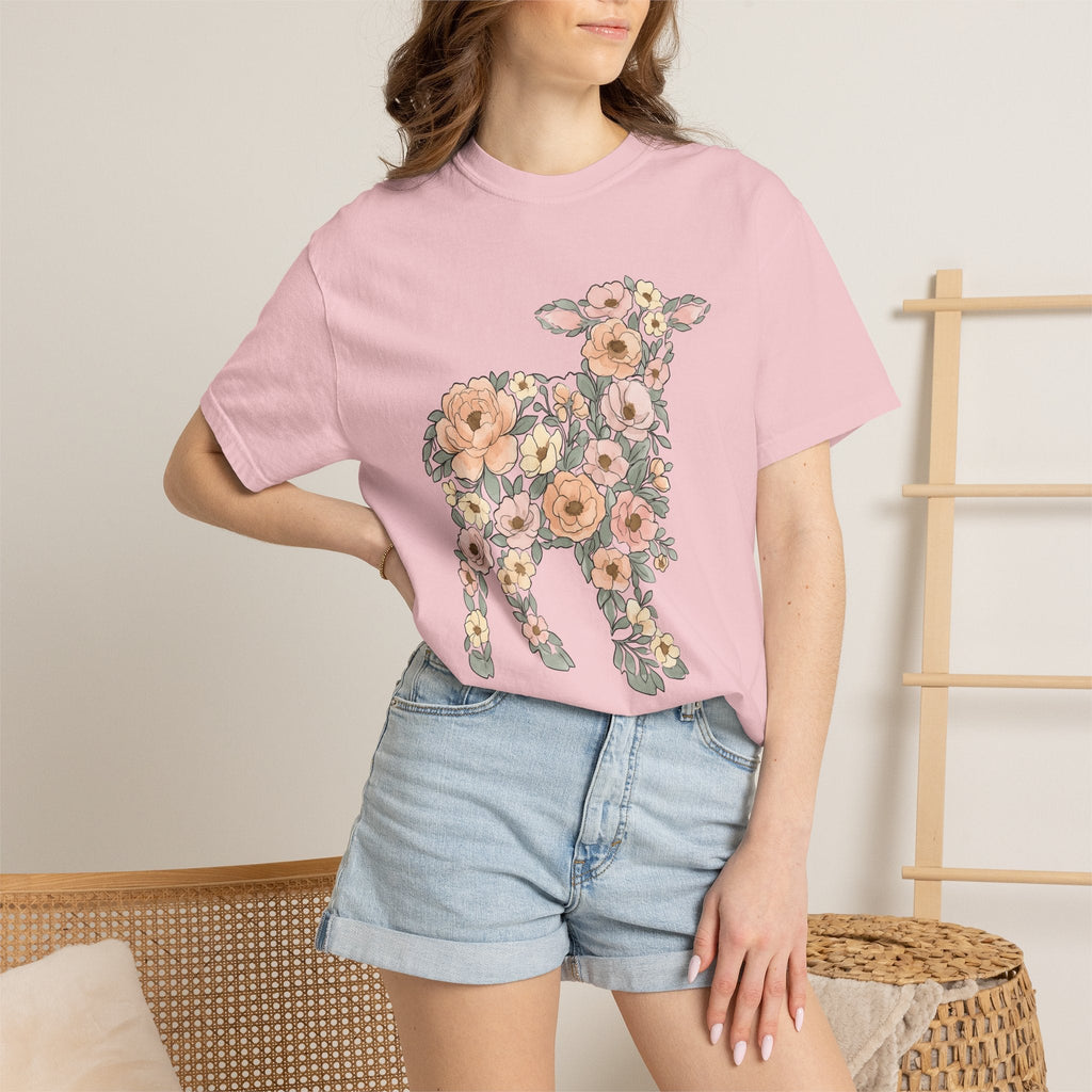 Floral Lamb Shirt Easter Spring Unisex Gift Watercolor Tee product image 12