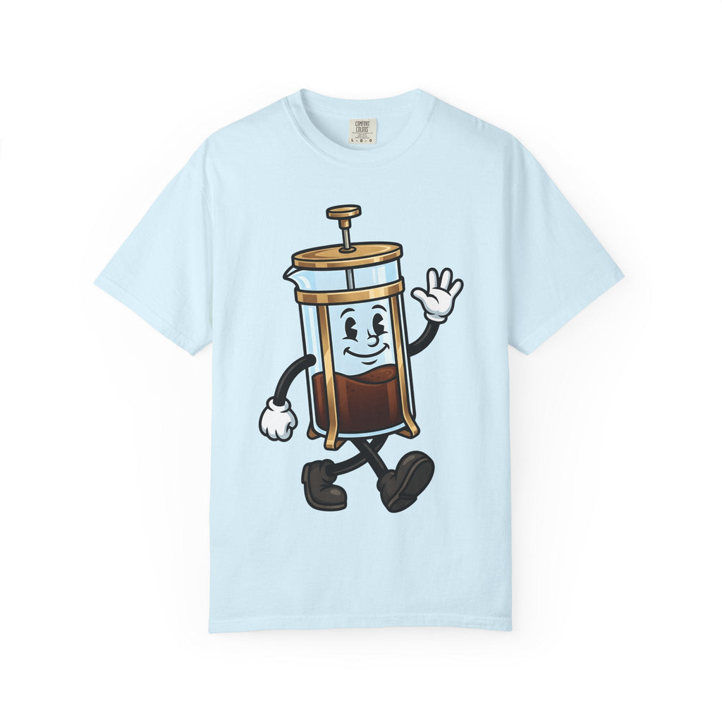 French Press Character Shirt Coffee Foodie Unisex Gift Cartoon Tee Cafetiere