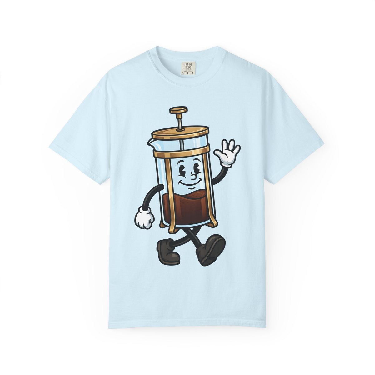 French Press Character Shirt Coffee Foodie Unisex Gift Cartoon Tee Cafetiere
