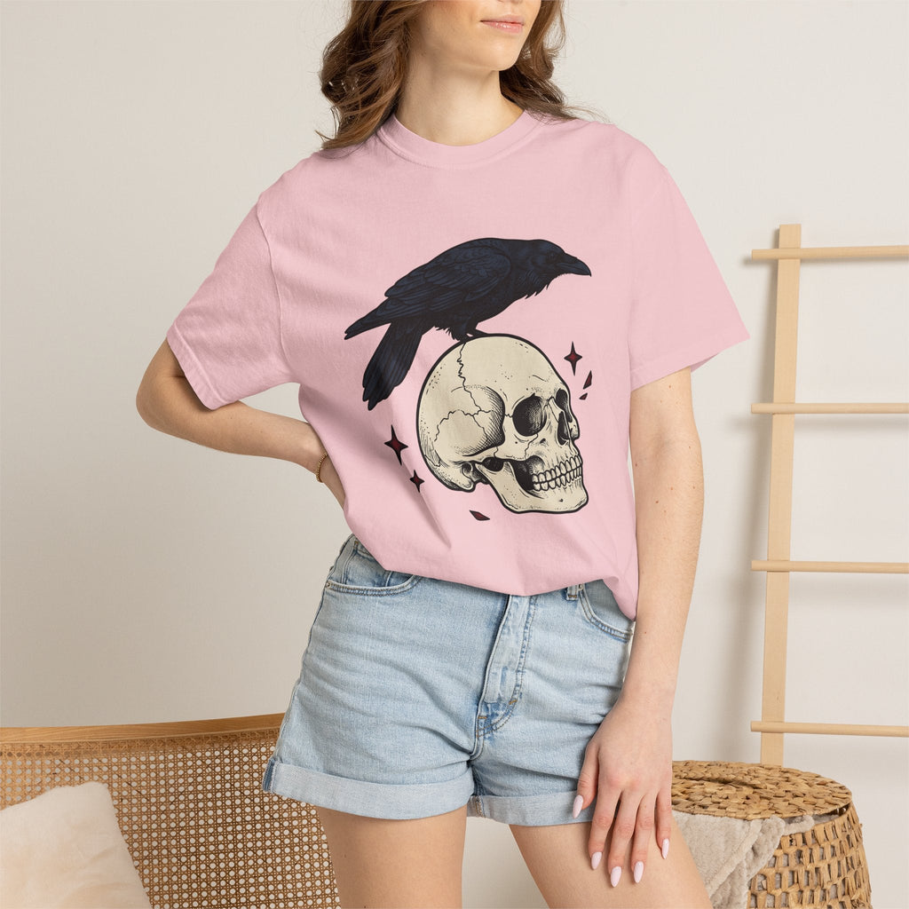 Raven Skull Shirt Halloween Gothic Unisex Gift Tee Crow product image 13