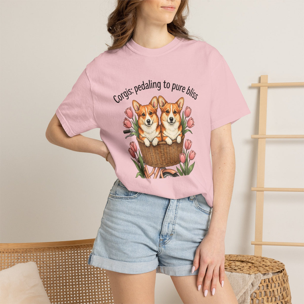 Corgi Dogs Shirt Dog Blossom Unisex Gift Line Art Tee product image 12