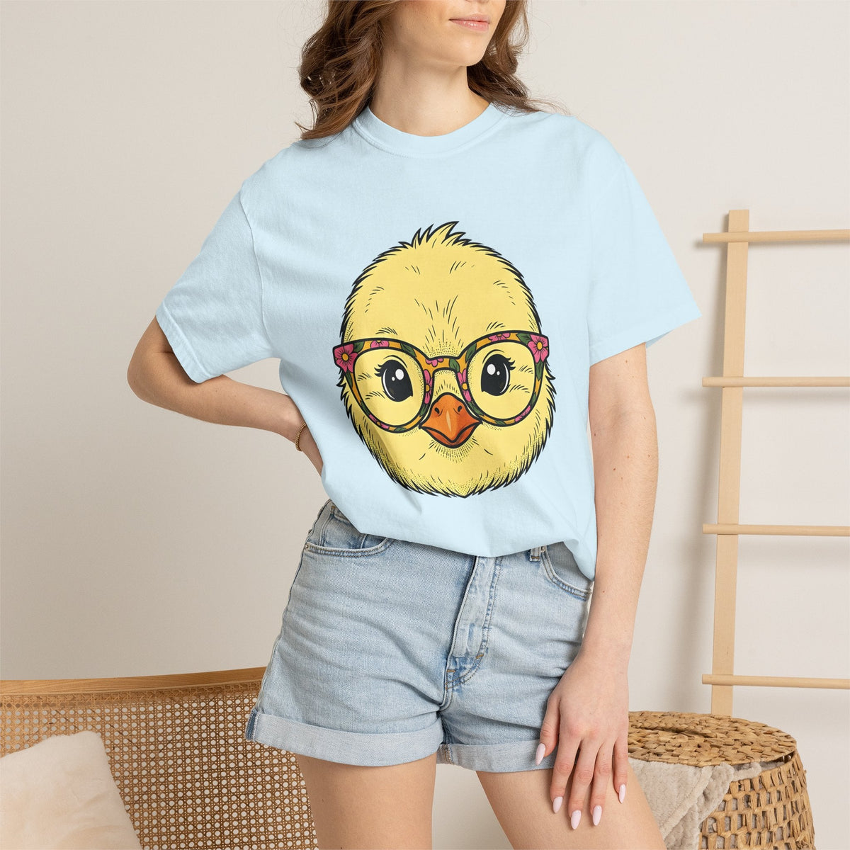 Chick Face Shirt Easter Animal Gift for Women Cartoon Tee product image 9