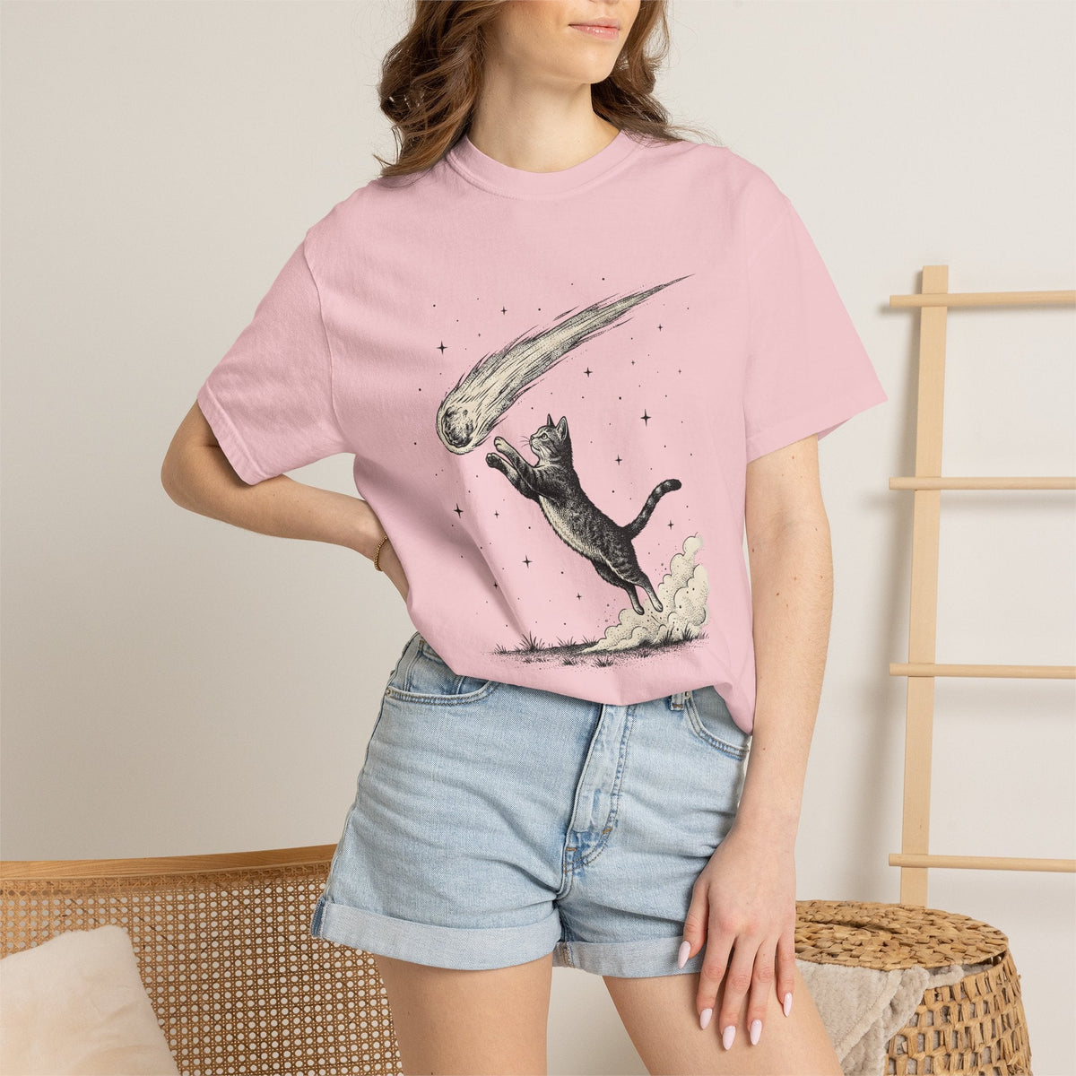 Leaping Cat Shirt Galaxy Unisex Gift Retro Tee Kitten product image 12