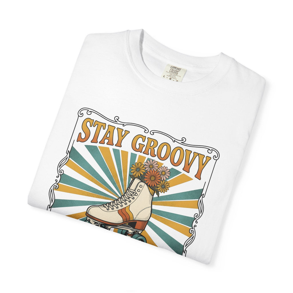 Roller Skate Shoes Shirt Boho Chic 70s Unisex Gift Line Art Tee Roller Skates