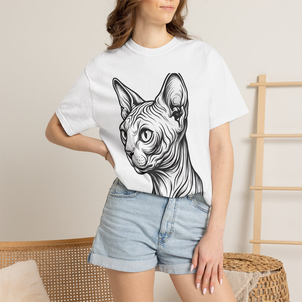 Sphynx Feline Shirt Cat Animal Unisex Gift Outline Tee product image 6