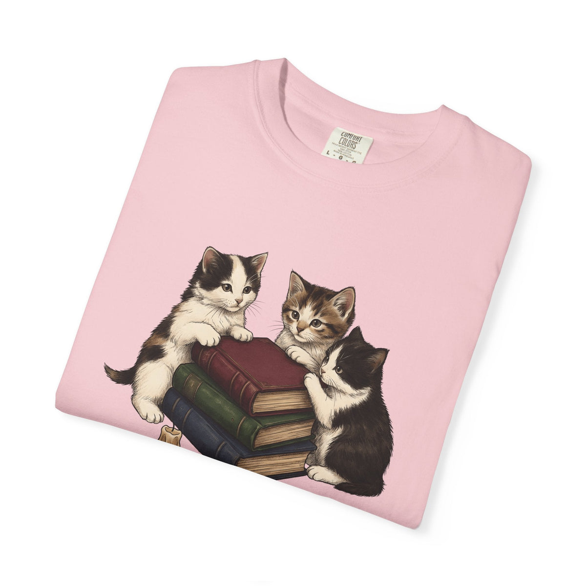 Kitten Stack Shirt Cat Bookworm Unisex Gift Hand Drawn Tee product image 11