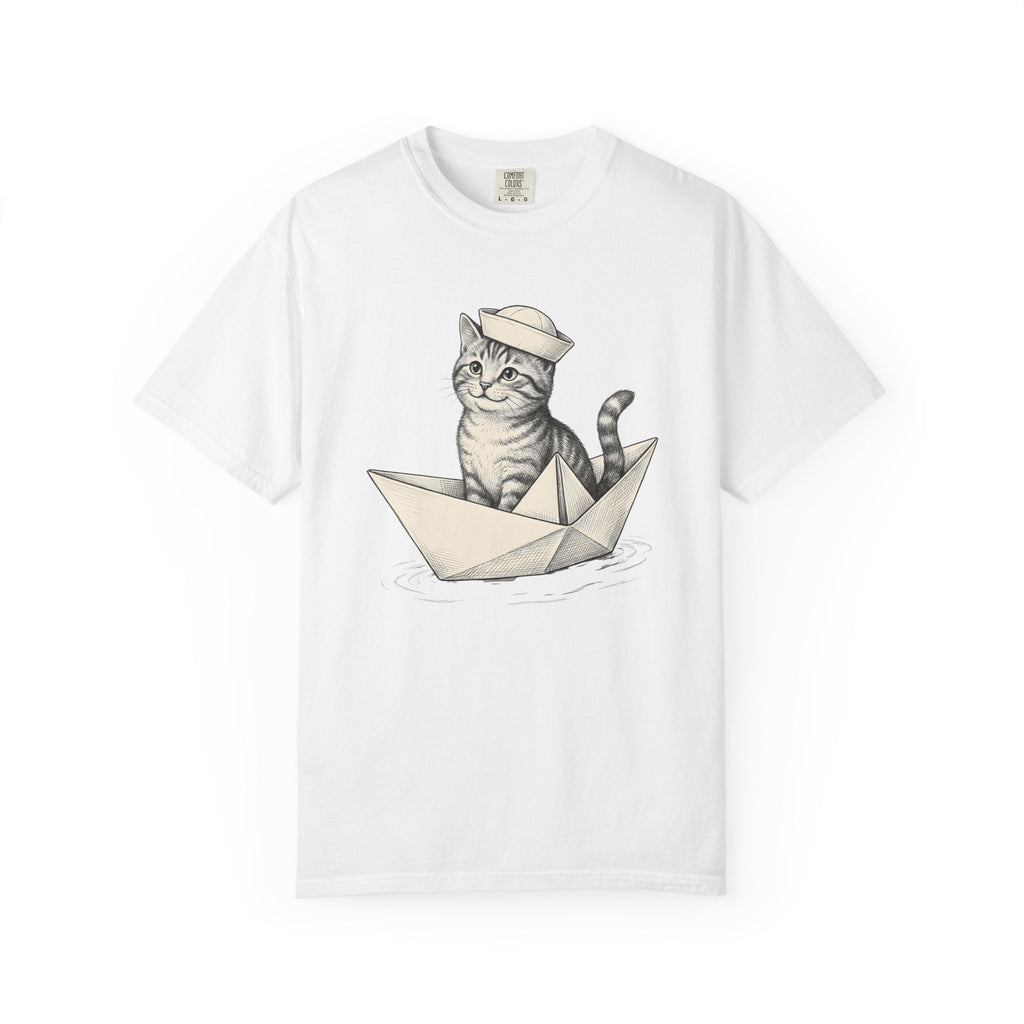 Kitten Boat Shirt Cat Animals Unisex Gift Hand Drawn Tee product image 1