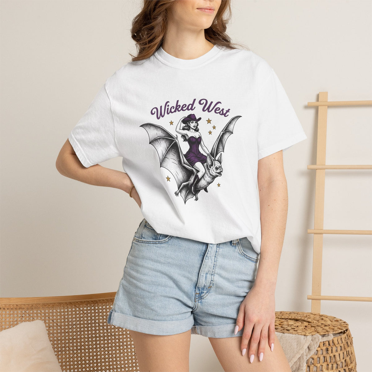 Cowgirl Bat Shirt Halloween Gothic Gift for Women Vintage product image 7