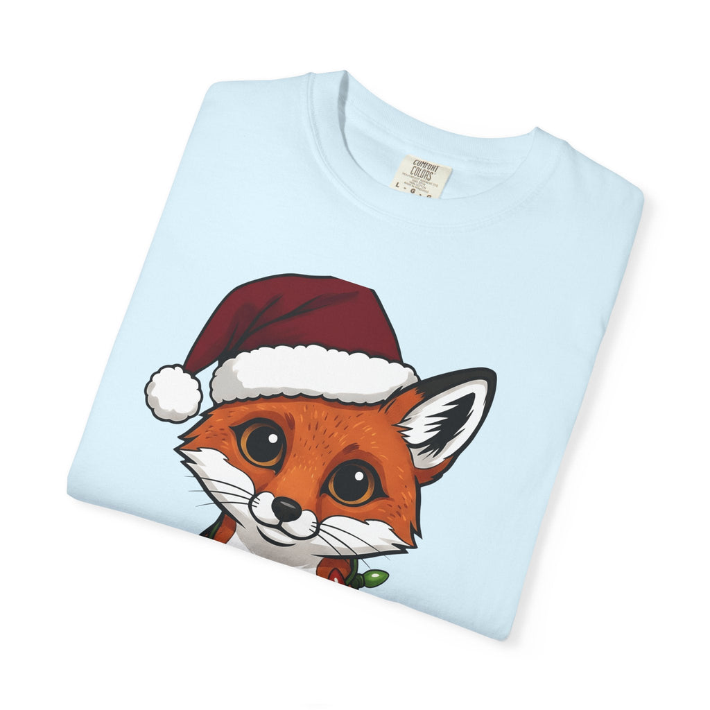 Fox Santa Hat Shirt Christmas Animal Unisex Gift Cartoon Tee Fox T-Shirt Xmas