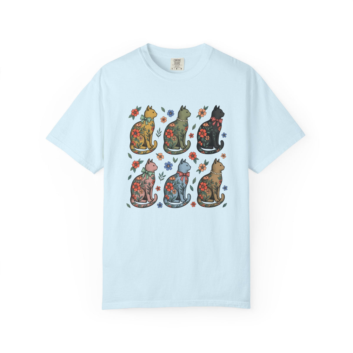 Flower Cat Shirt Animals Plants Unisex Gift Hippie Tee product image 2