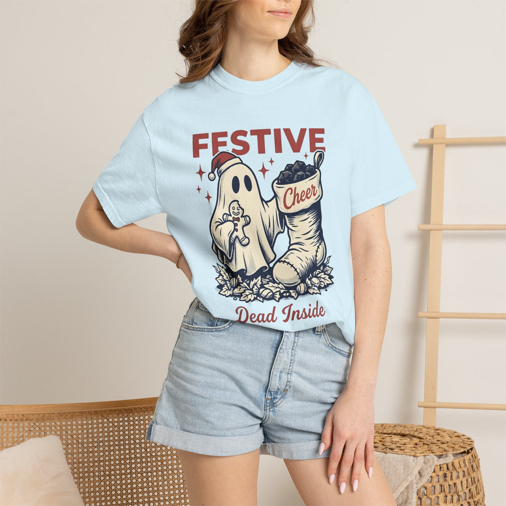 Ghost Santa Hat Shirt Christmas Humor Unisex Gift Vintage Tee Santa Hat T-Shirt