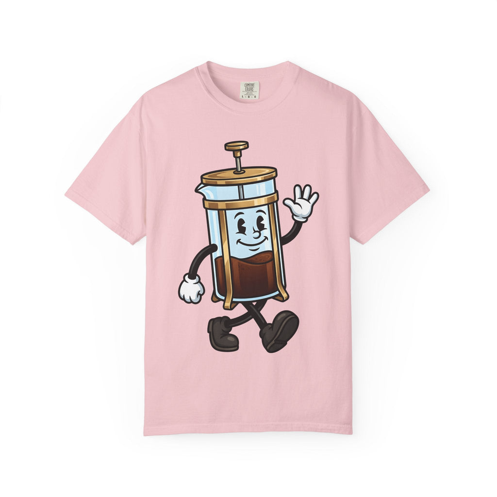 French Press Character Shirt Coffee Foodie Unisex Gift Cartoon Tee Cafetiere