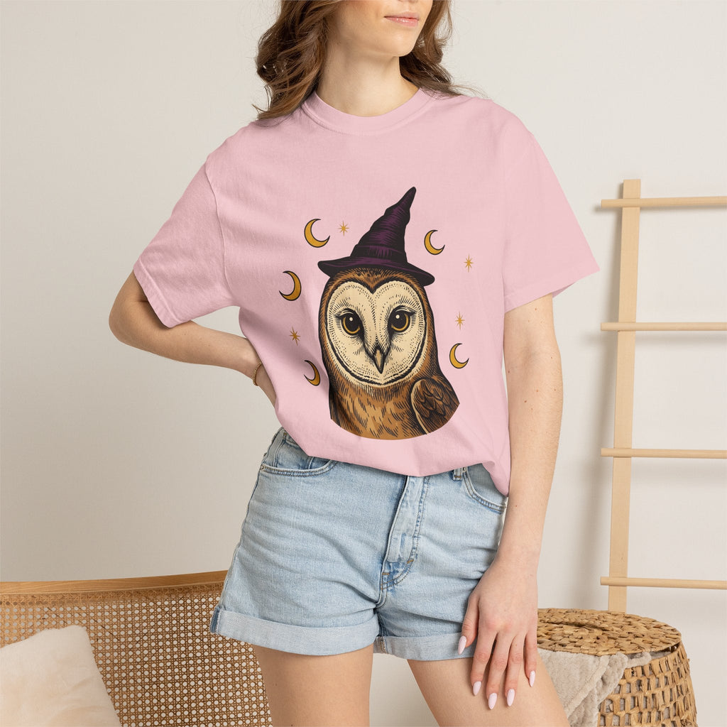 Owl Wizard Hat Shirt Halloween Wildlife Unisex Gift Sketch Tee Wizard Hat
