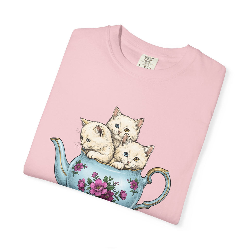 Cat Cup Shirt Cat Beverage Unisex Gift Retro Tee Mug T-Shirt Cat Fan Coffee
