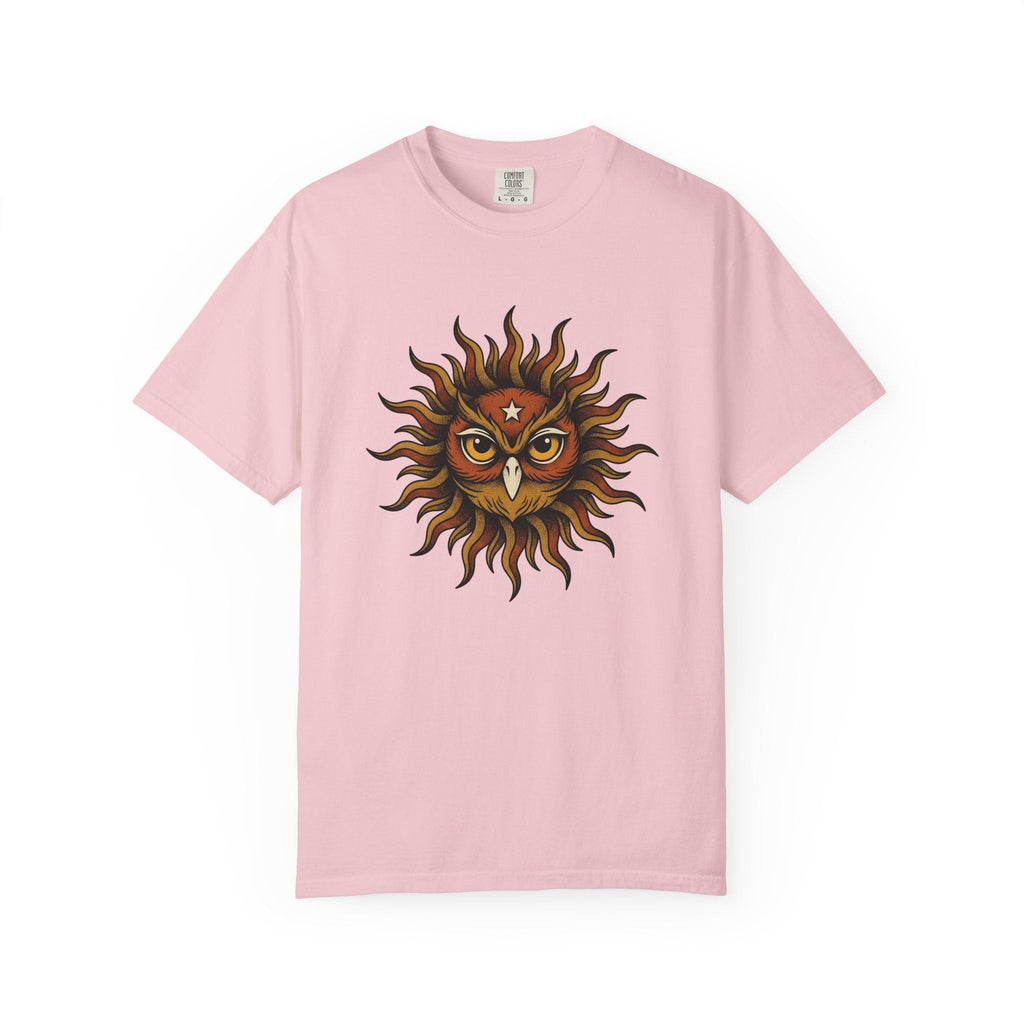 Owl Sun Shirt Bohemian Gift Women Line Art Tee Hoot T-Shirt product image 3