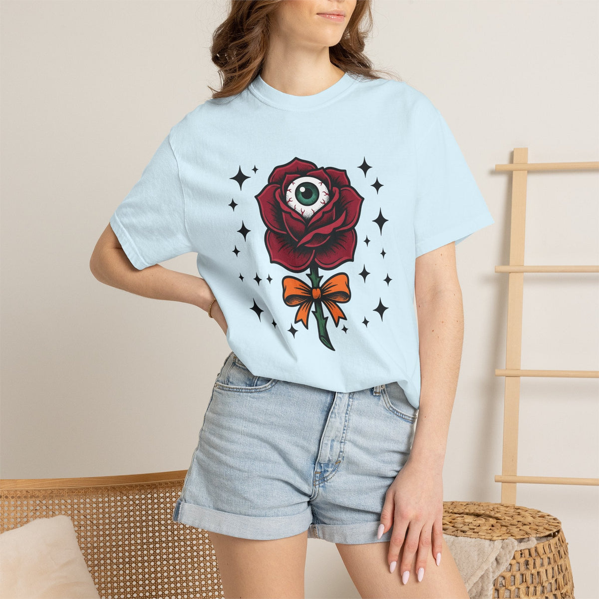 Eyeball Rose Shirt Halloween Gothic Unisex Gift Tattoo Tee product image 9