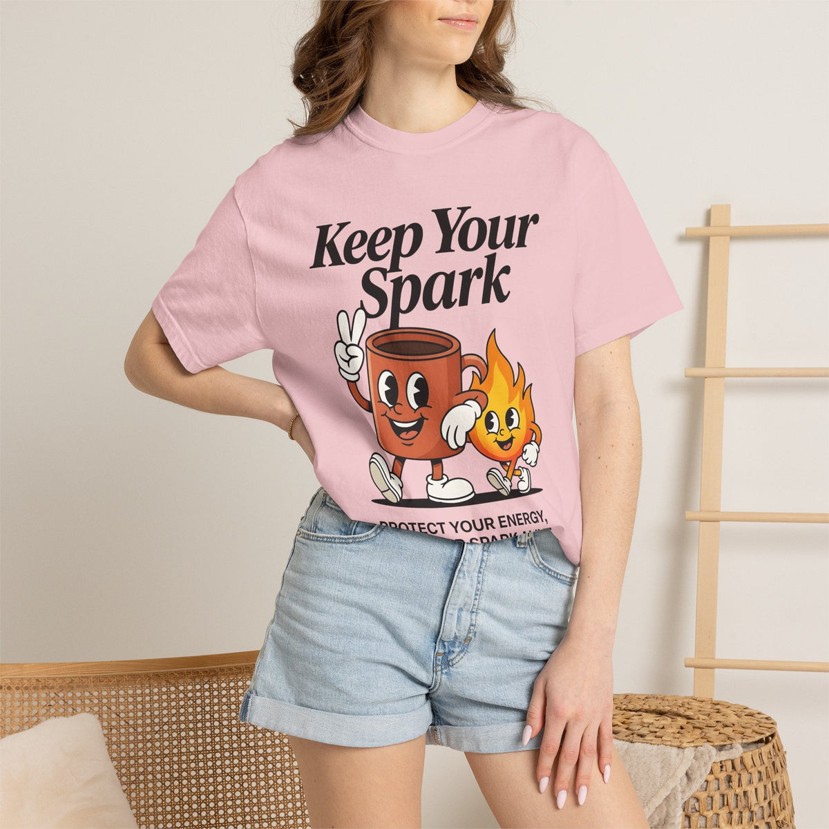 Coffee Cup Fire Shirt Cute Brew Unisex Gift Comic Tee Coffee Cup T-Shirt Kawaii