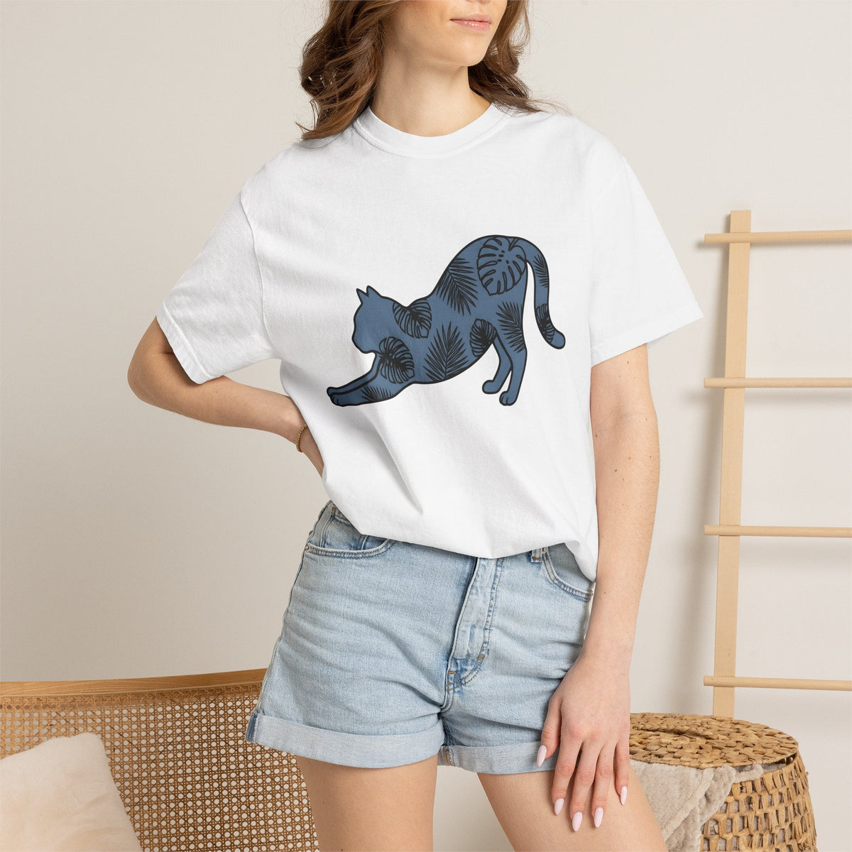 Stretching Kitten Shirt Cat Wildlife Unisex Gift Floral Tee product image 6