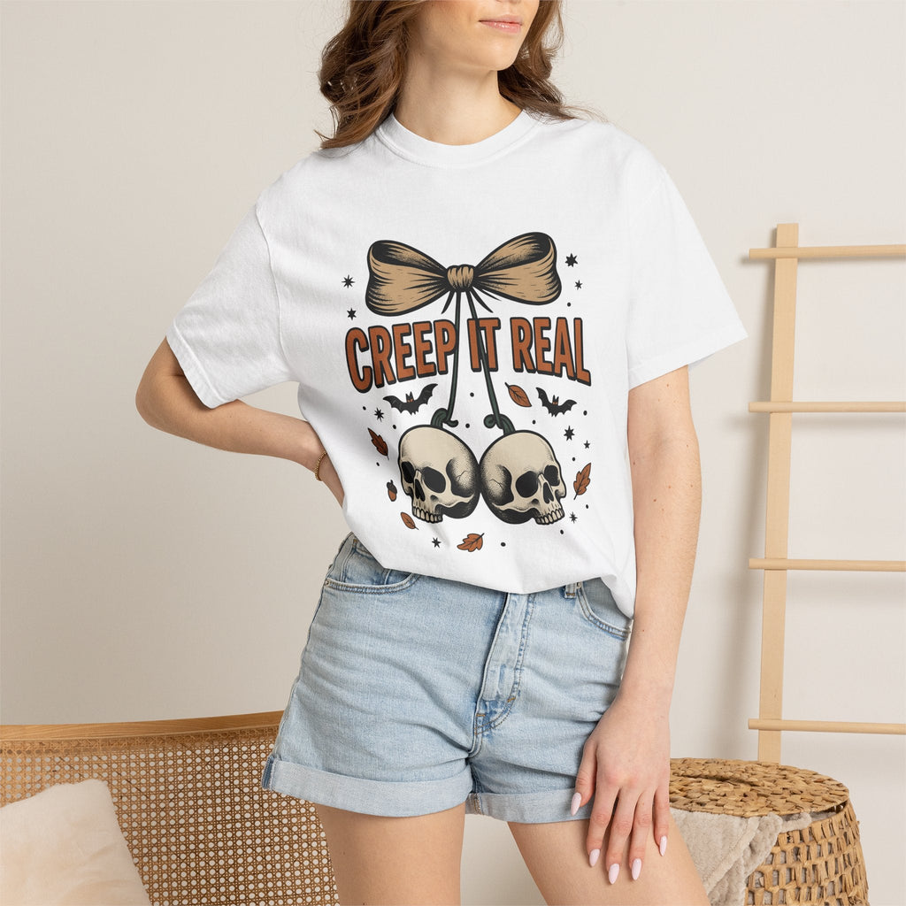 Skulls Bow Shirt Halloween Gothic Unisex Gift Vintage Tee product image 7