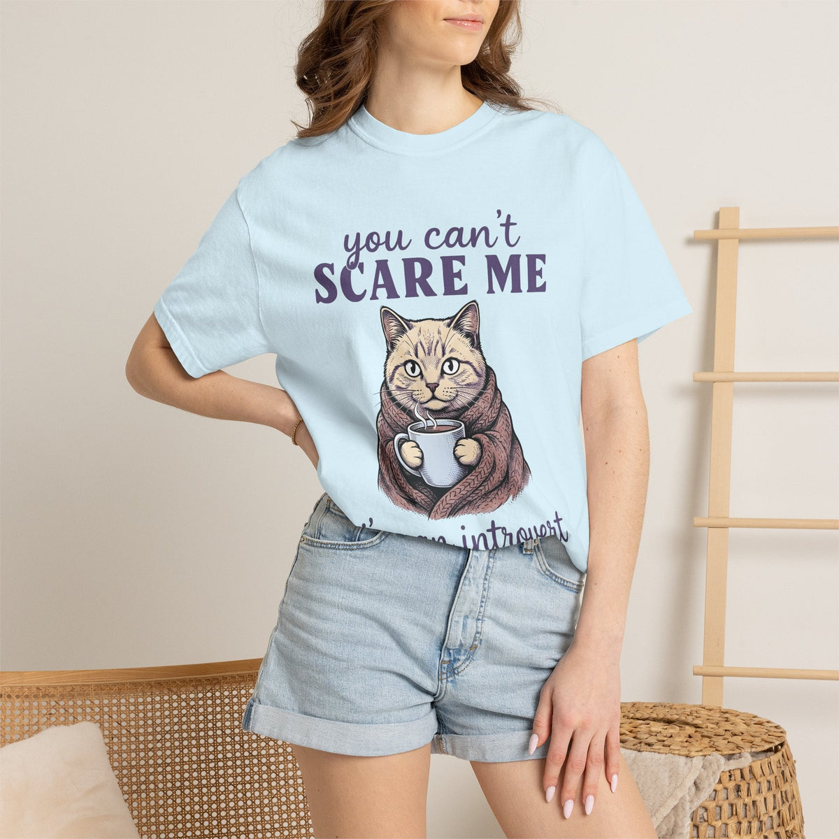Cat Coffee Mug Shirt Cat Introvert Unisex Gift Cozy Tee Coffee Cup T-Shirt