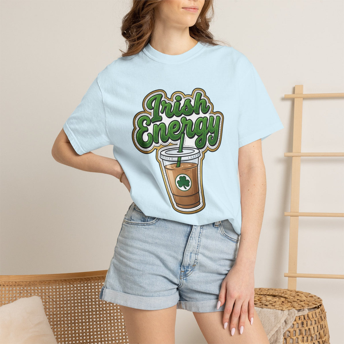 Iced Latte Glass Shirt St Patrick's Day Mocha Unisex Gift Comic Tee Coffee Cup
