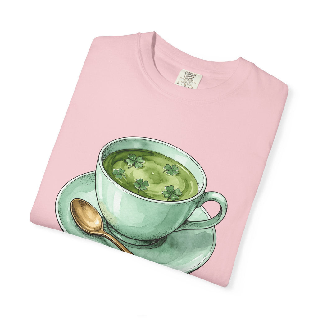 Lucky Leaf Cup Shirt St Patrick's Day Infusion Unisex Gift Painted Tee Tea Cup