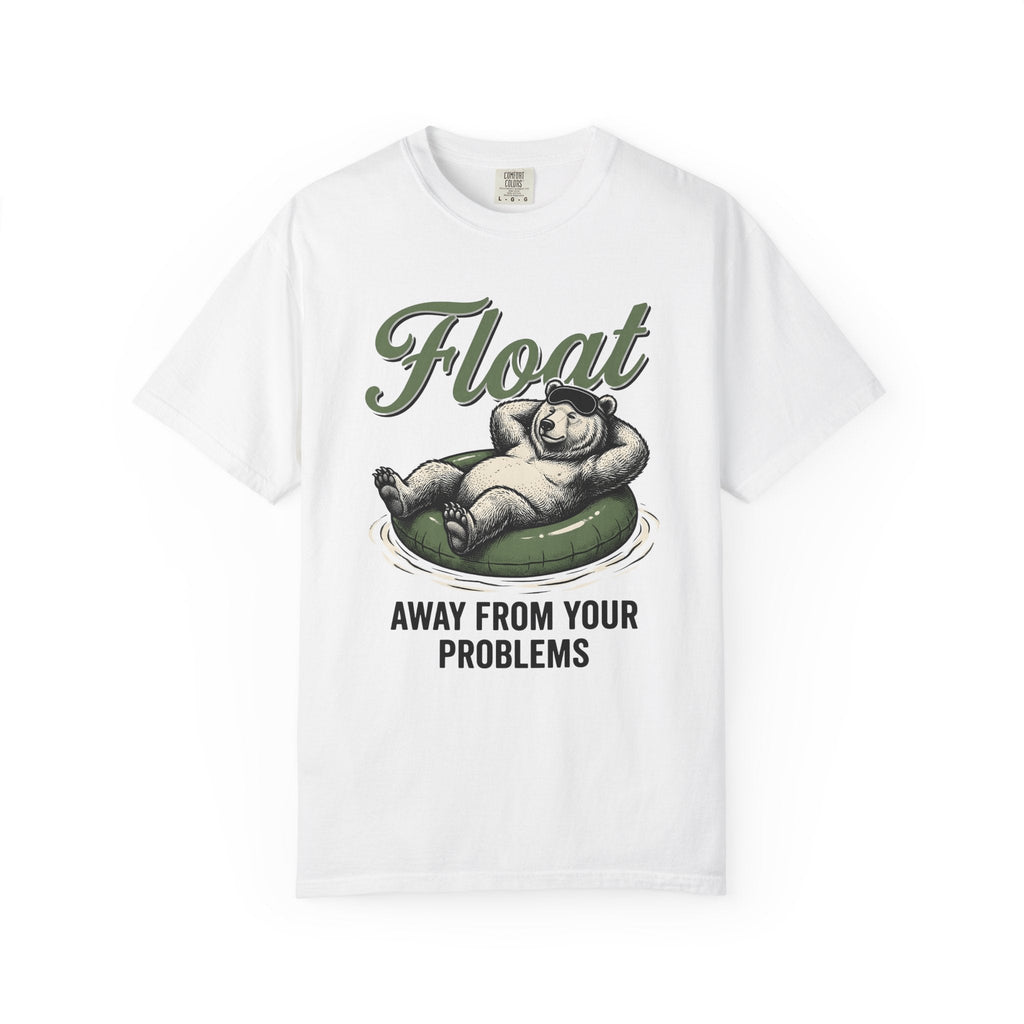 Bear Swim Ring Shirt Funny Pets Unisex Gift Line Art Tee Inflatable Ring T-Shirt