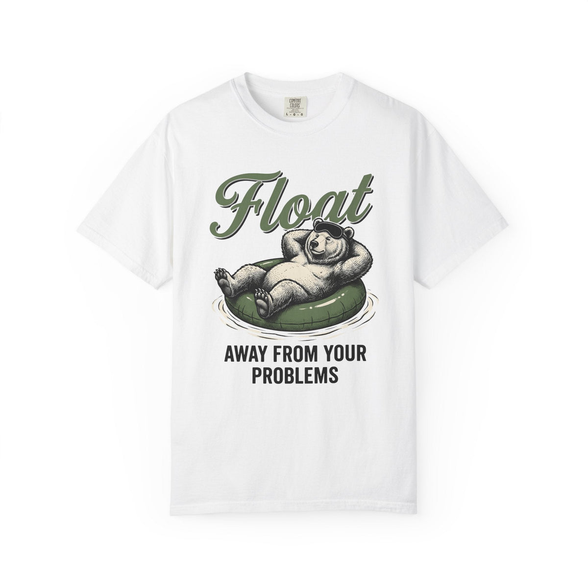 Bear Swim Ring Shirt Funny Pets Unisex Gift Line Art Tee Inflatable Ring T-Shirt