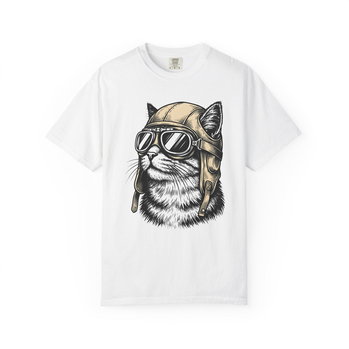 Cat Helmet Shirt Animal Unisex Gift Hand Drawn Tee Kitty product image 1