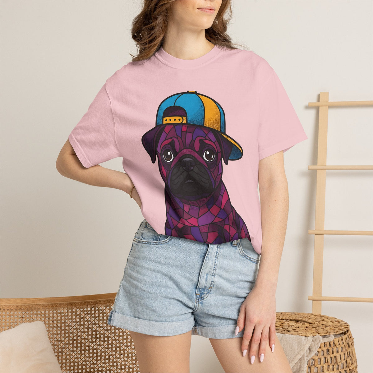 Pug Puppy Shirt Dog Casual Wear Unisex Gift Stained Glass product image 12