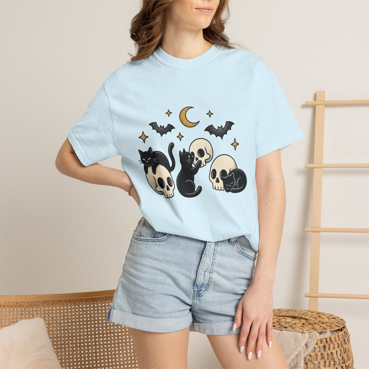 Black Cats Shirt Cat Halloween Unisex Gift Tattoo Style Tee product image 9