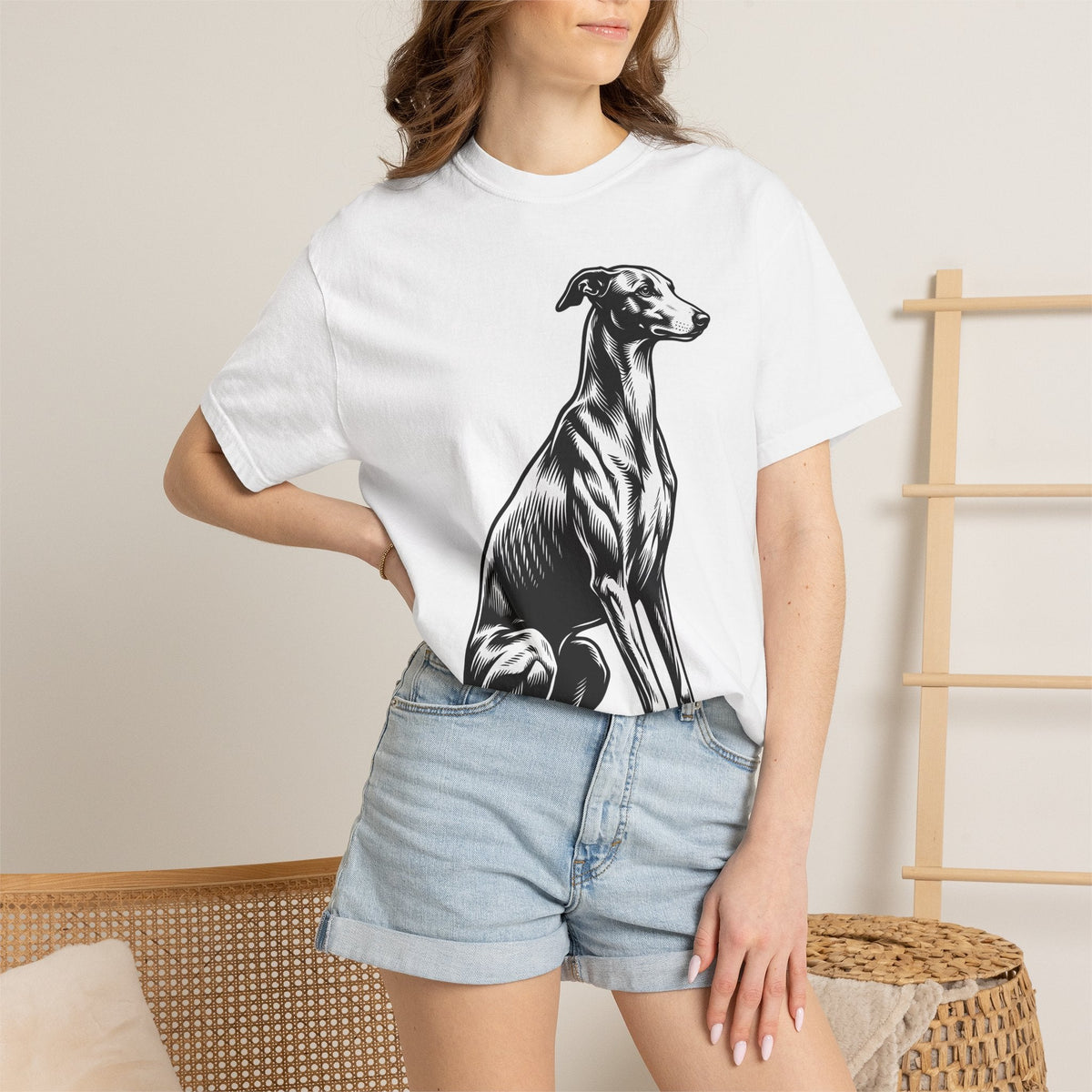 Greyhound Dog Shirt Pet Unisex Gift Woodcut Tee Whippet product image 6