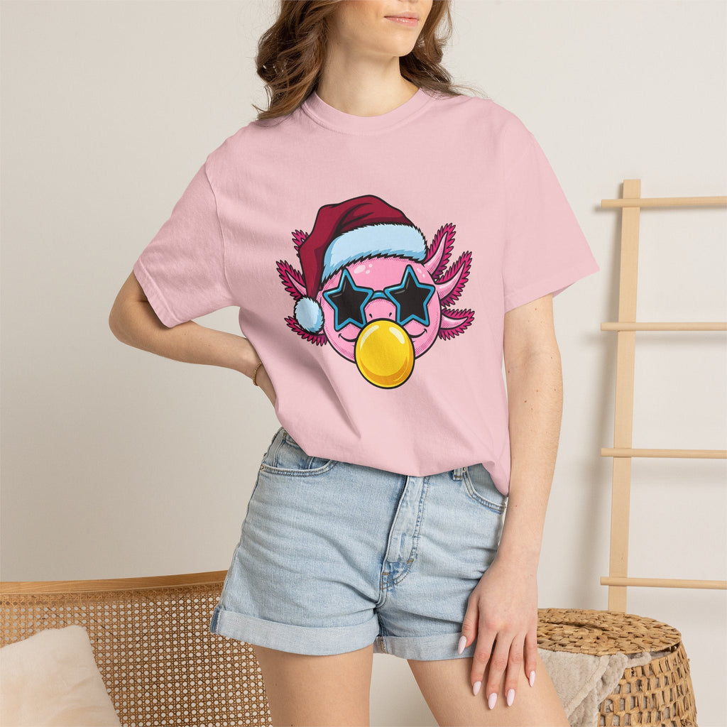 Axolotl Santa Hat Shirt Christmas Animal Unisex Gift Cartoon Tee Mexican
