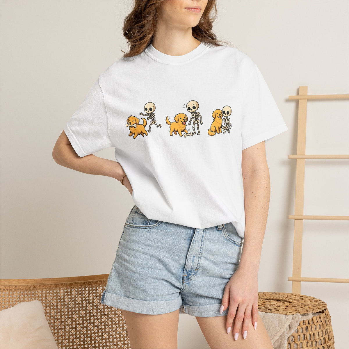 Canine Skeleton Shirt Halloween Pets Unisex Gift Doodle Tee product image 7